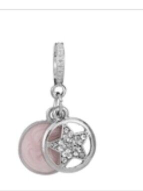 Pink Enamel Circle Star Charm Bead